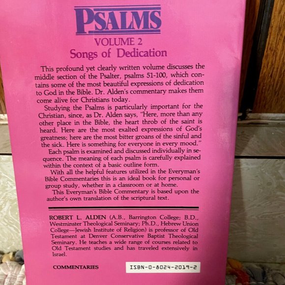 Psalms - Everyman's Bible Commentary - Robert L. Alden - Paper Back - Very Good - Picture 2 of 2
